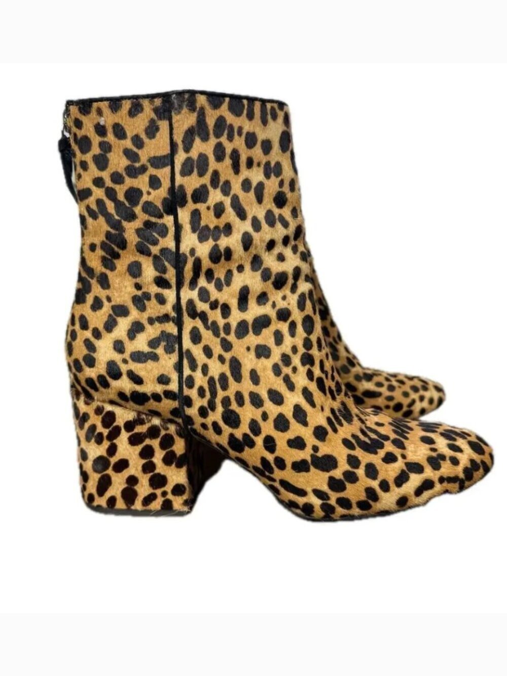 J.Crew Sadie Leopard Calf Hair Ankle Boots Size 10